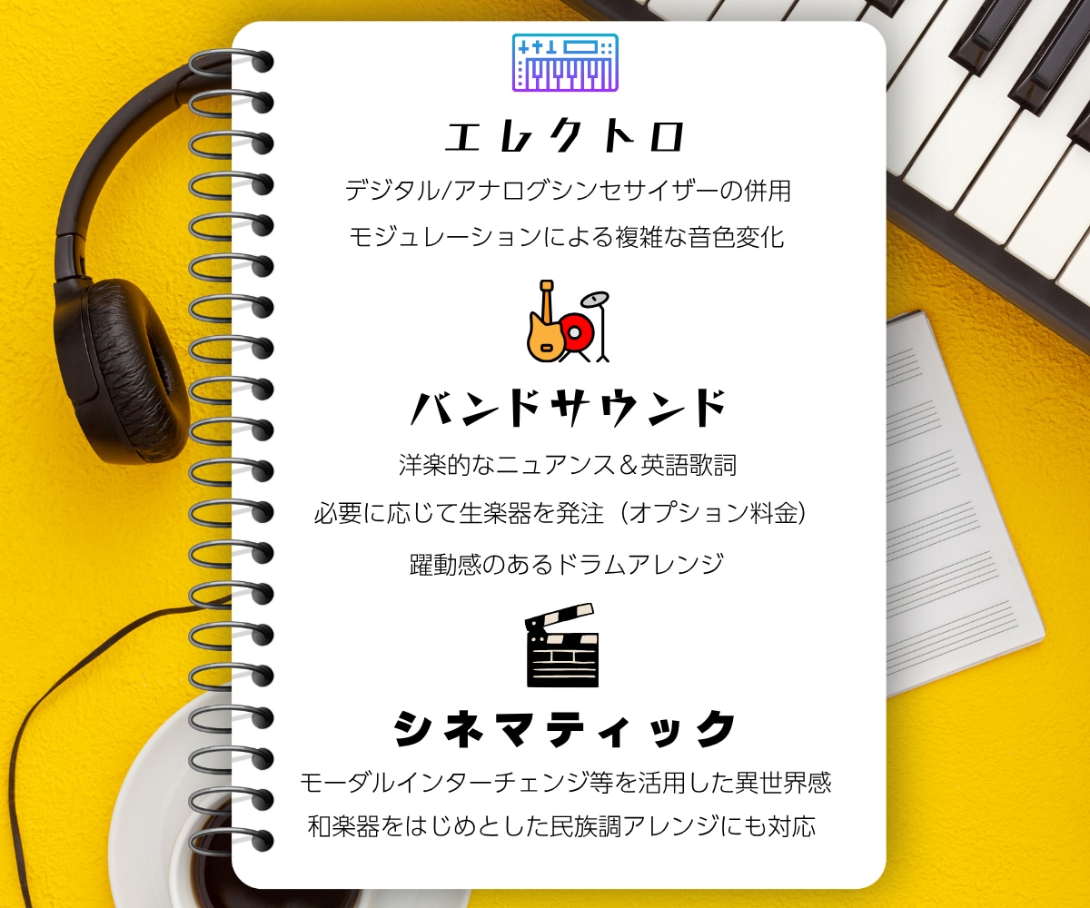 イメージ・世界観を重視！ 歌モノ作編曲＆作詞します 入念なヒアリング＆修正無制限 あなたの世界観に寄り添う一曲を イメージ3