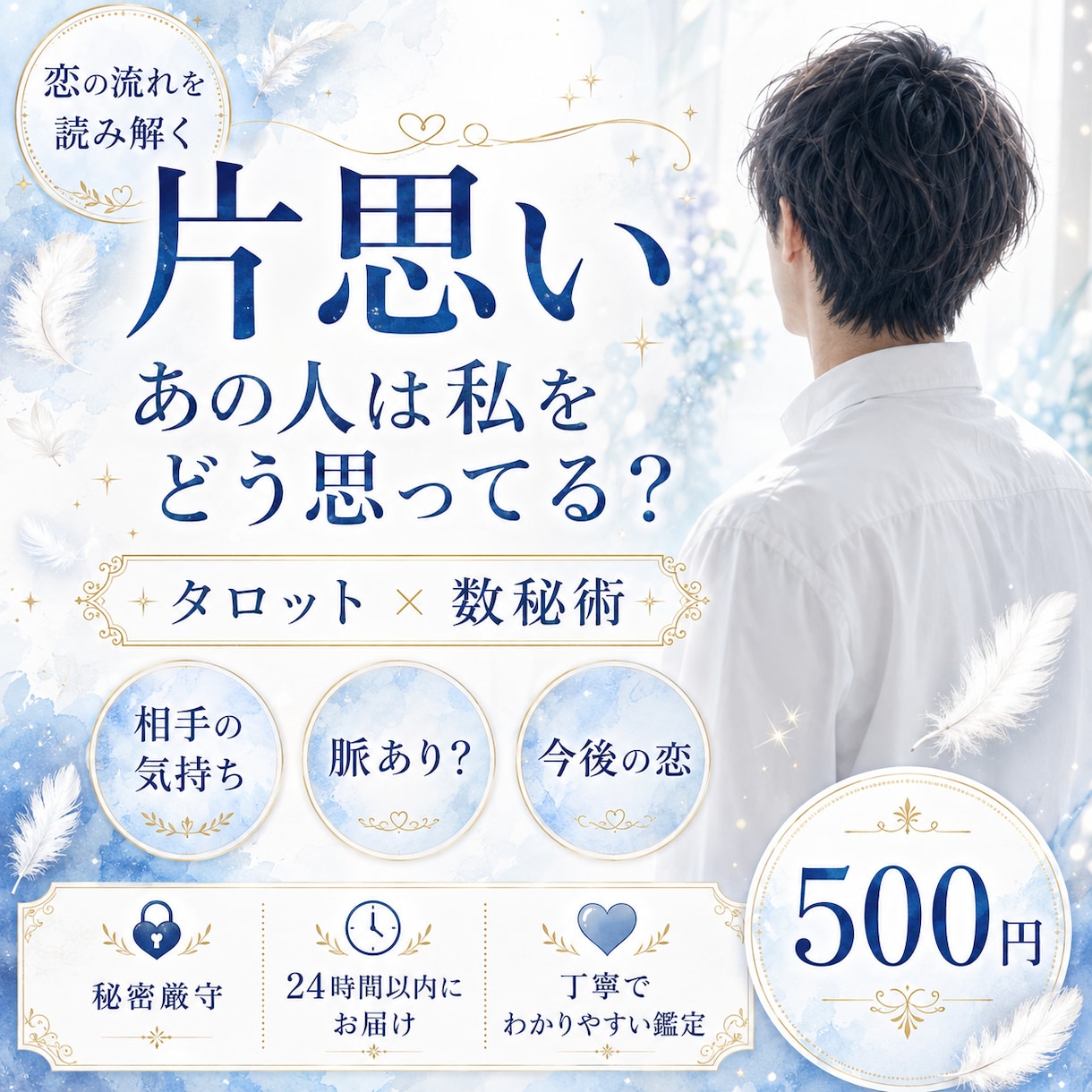 片思いの相手の気持ちと今後を占います 脈ありの可能性とこれからの恋の流れを優しく見ます イメージ1