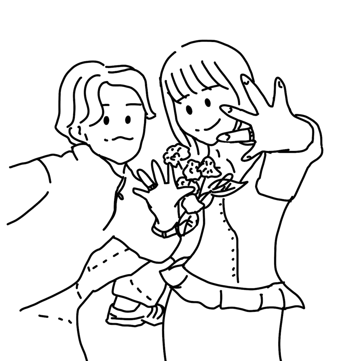 ゆるかわ❤︎アイコン・プレゼント用似顔絵描きます 数色でしたら色塗りも可ペットや複数人可 イメージ4