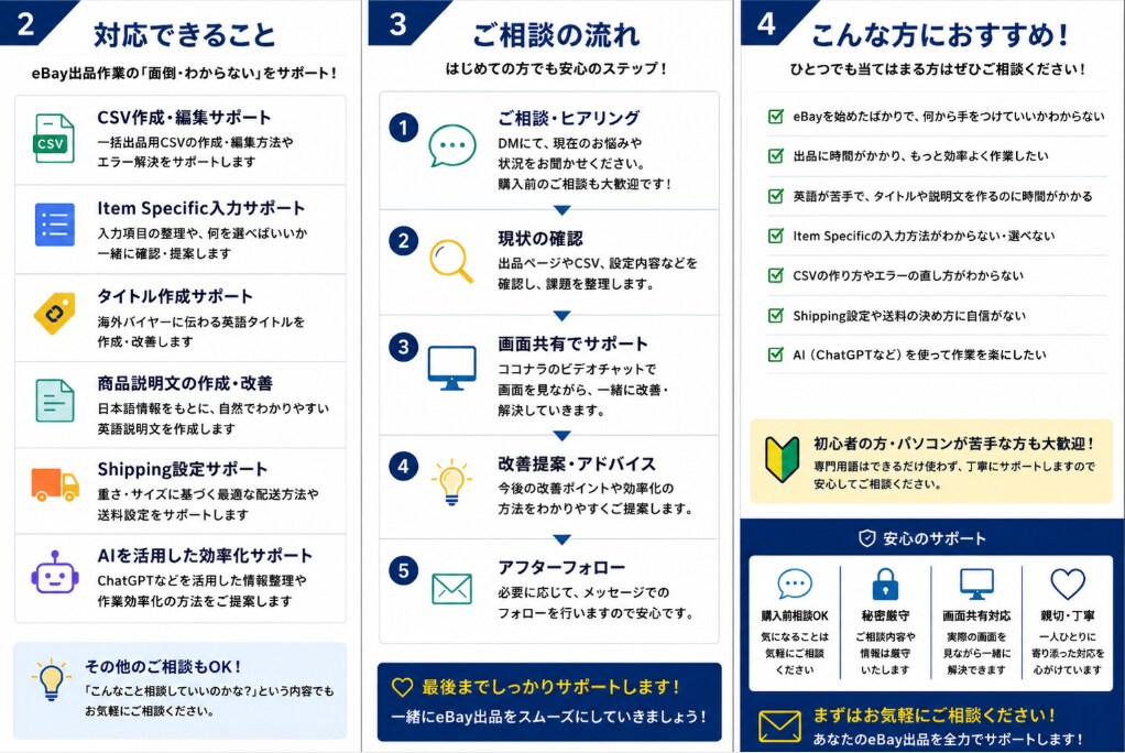 eBay出品の悩みを画面共有で解決します CSV・ChatGPT対応｜初心者歓迎・画面共有OK イメージ2