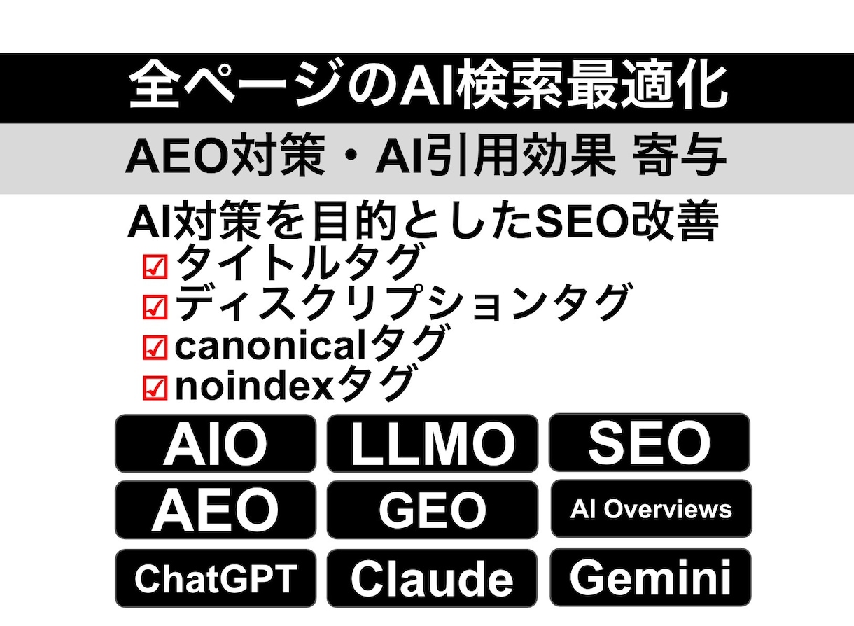 AI検索最適化・AIO対策の改善資料を納品します AI最適化・AIO・GEO・AEO・LLMO目的のSEO対策 イメージ4