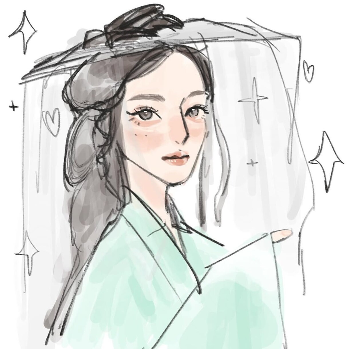 柔らかな線で、あなたらしさを描く似顔絵をしてます 可愛いおしゃれ絵、キラキラしてます イメージ4