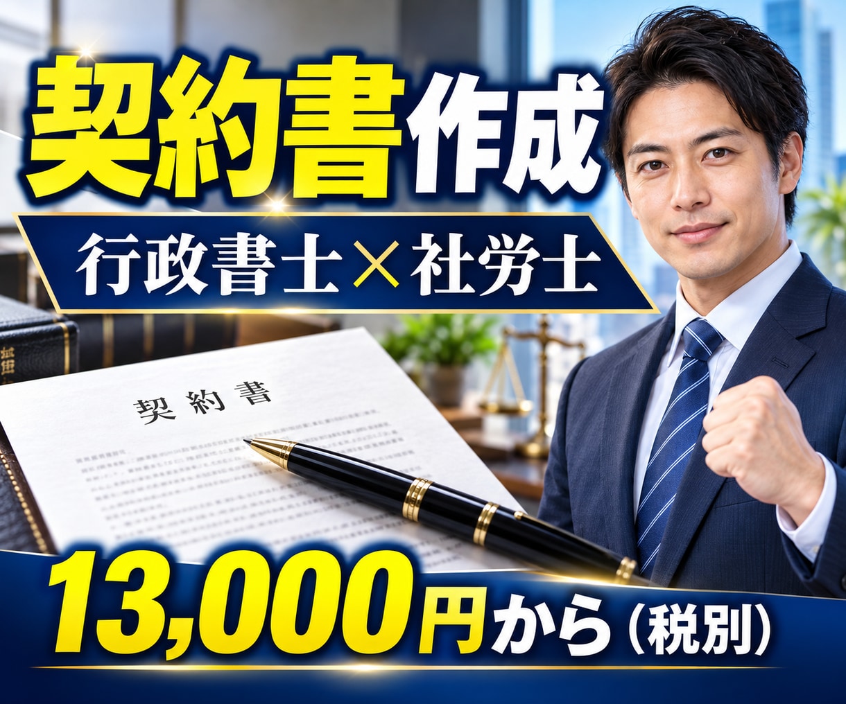 行政書士兼社労士が実務直結の契約書を作成します 作成実績数千件。1か月修正無制限。原案は通常3営業日 イメージ1