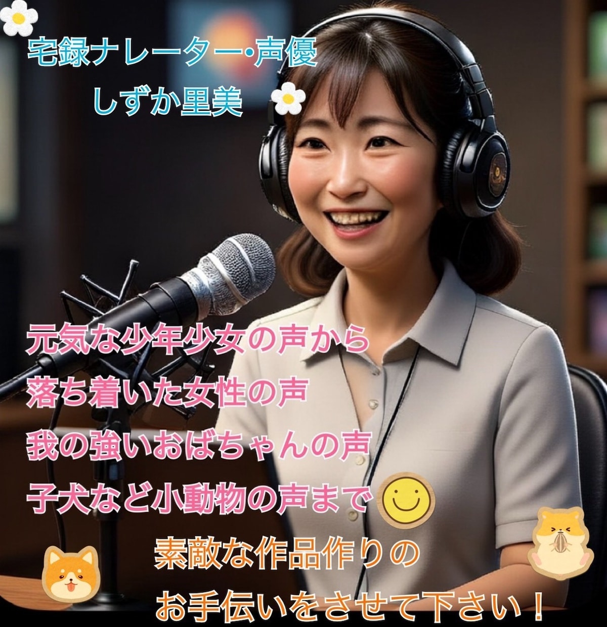 明るく元気で印象的な幅広い声をお届けします 貴方の心に届く声で、印象的な作品作りのお手伝いさせて下さい！ イメージ1