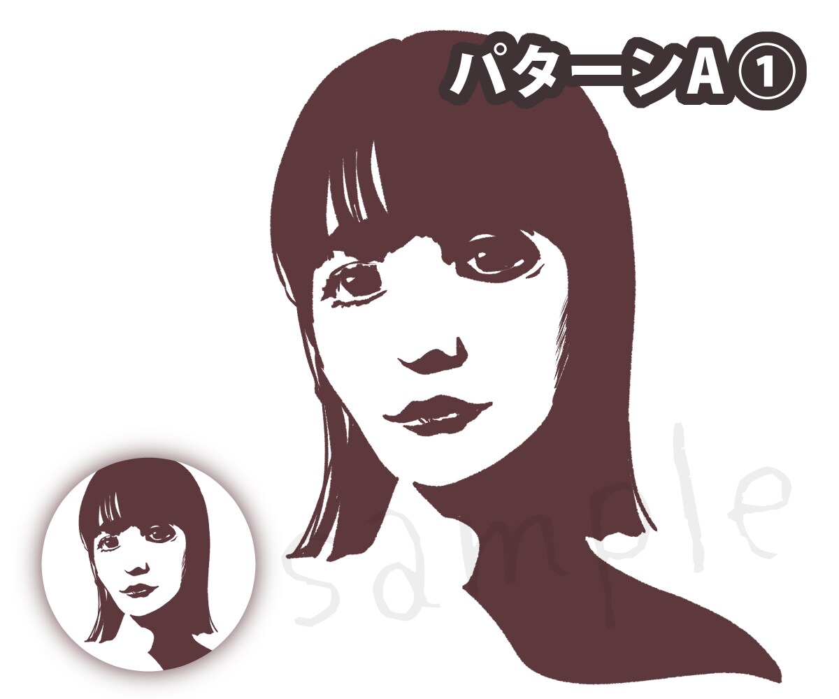 白黒シルエット☆スタイリッシュな似顔絵お描きします モノクロ二値で年代問わずカッコよく✿SNSのアイコンに イメージ8