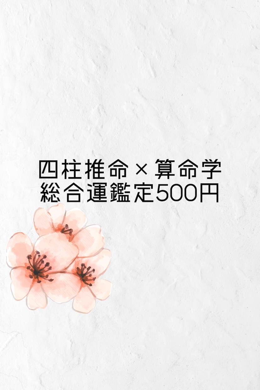 500円で四柱推命×算命学で総合運を占います 気軽に試せる総合運のワンコイン占い イメージ1