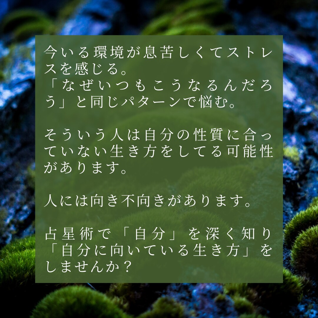 自分の知らない裏側をホロスコープで鑑定します 「辛い」と思う事が多い方。西洋占星術を試してみませんか？ イメージ2