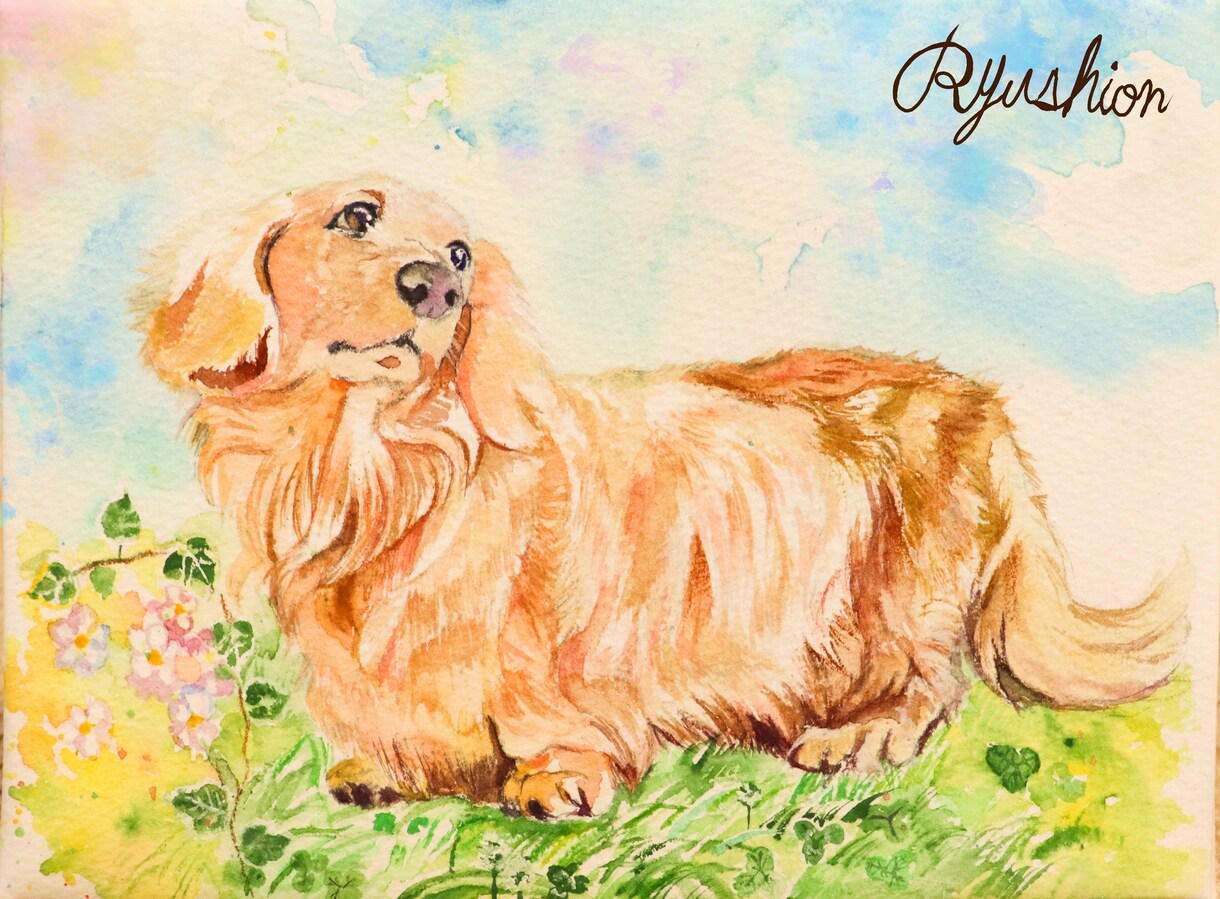 透明水彩で温かみのあるペット絵をお描きいたします オーダーメイドでとっておきの1枚をお描きいたします イメージ2