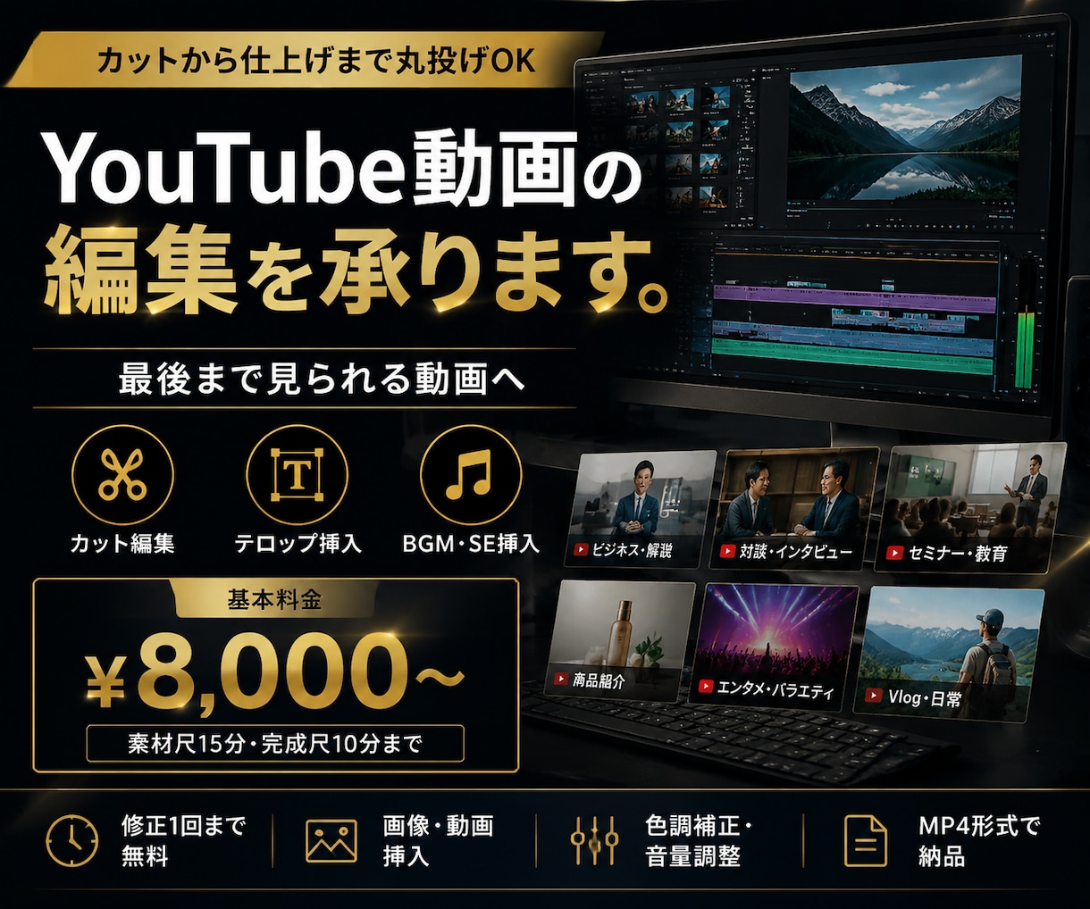 最後まで見られるYouTube動画を編集し集します ビジネス・解説・バラエティまで幅広く対応 イメージ1