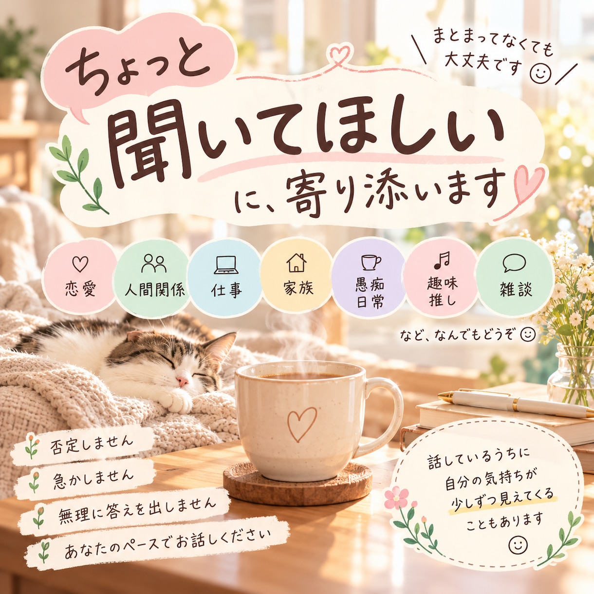 ちょっと聞いてほしい…。に寄り添います まとまってなくても大丈夫。なんでもゆっくり聞きます☺️ イメージ1