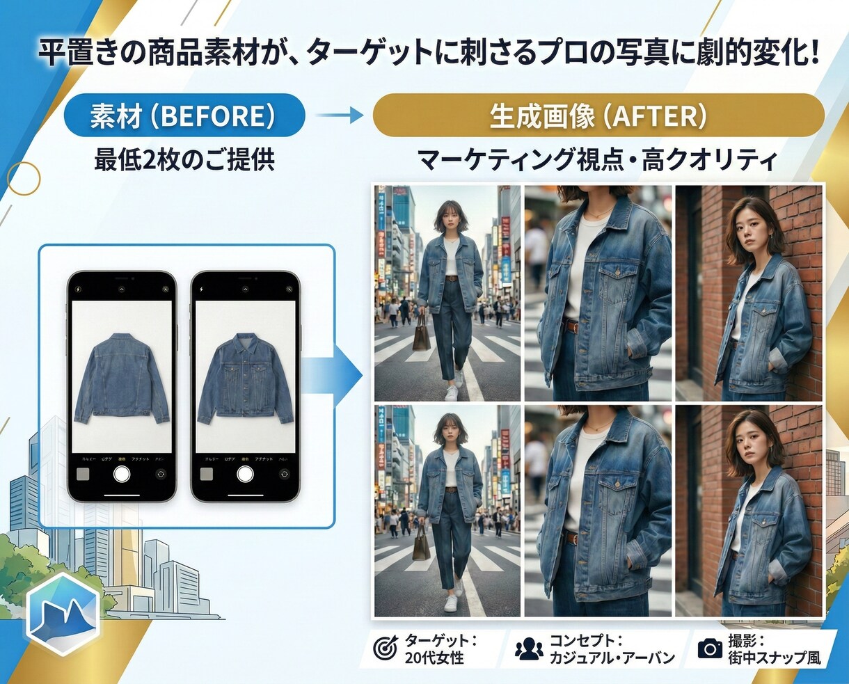 売れる商品画像をAI生成で作成します マーケティング視点でターゲットに刺さる高品質な商品画像を生成 イメージ2