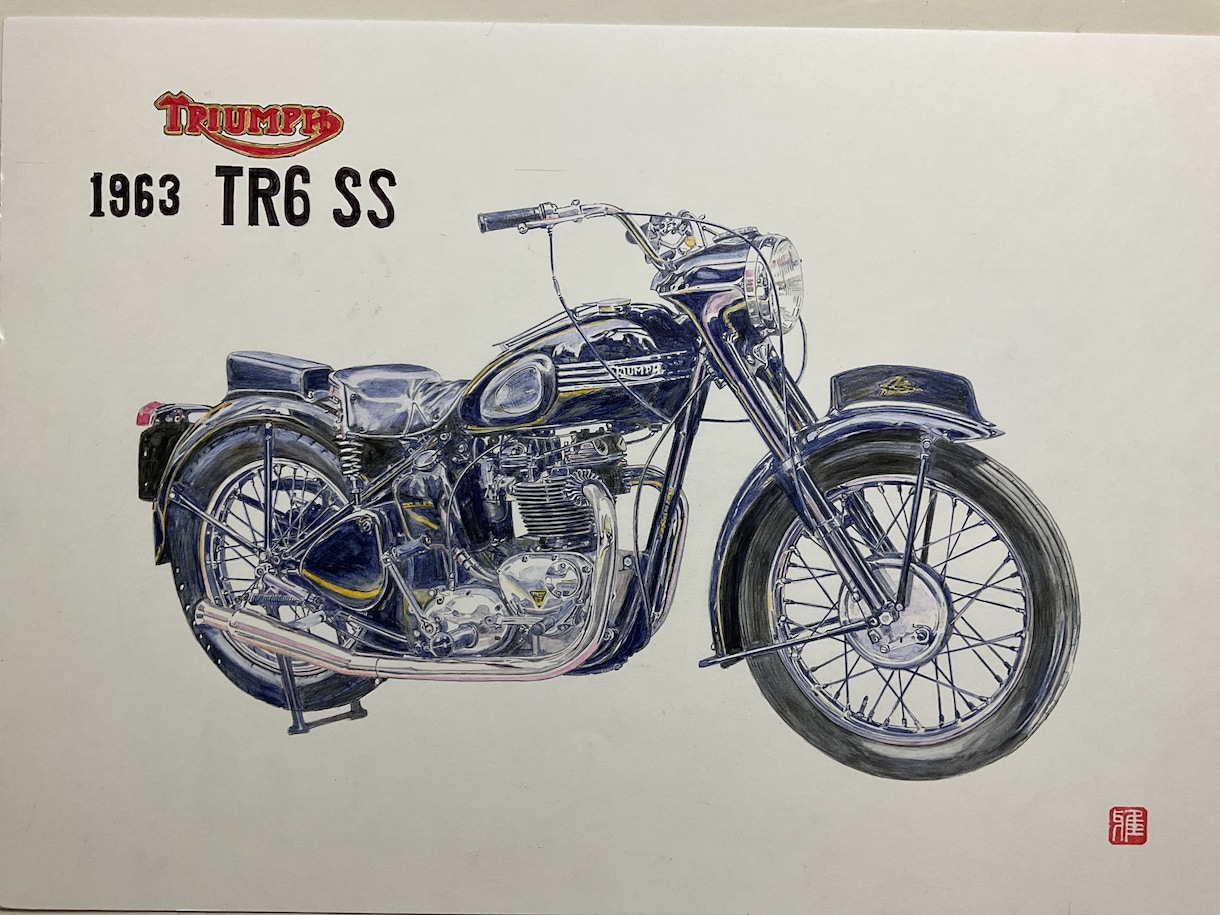 写真から車、バイクのリアルなイラスト描きます Ｂ４サイズのケント紙に色鉛筆で描きます。 イメージ3