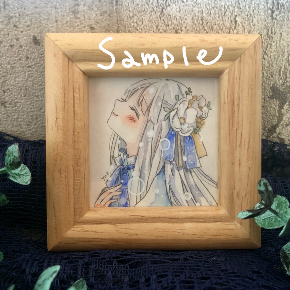 ミニ原画(約5.5×5.5cm)描きます 約7.5×7.5cmの額に入れて納品します！ イメージ2