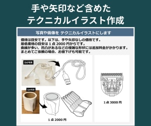手や矢印など含めたテクニカルイラスト作成します 別々の写真や画像からでも合わせた線画を作成します！ イメージ2