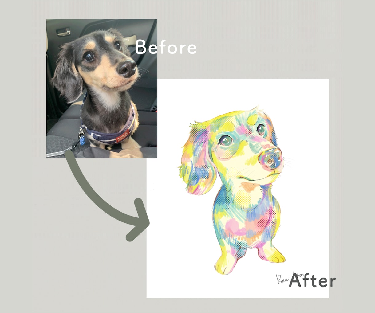 大切な愛犬・愛猫をにじいろの似顔絵で描きます 【先着3名モニター募集】愛するペットを描くにじいろアート イメージ3