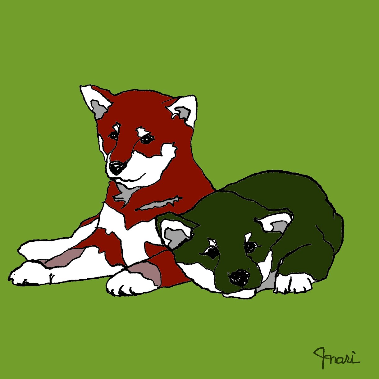 線画×カラフル　絵を作成します インクイラストで動物の線画＋カラフルな色で仕上げます。 イメージ2