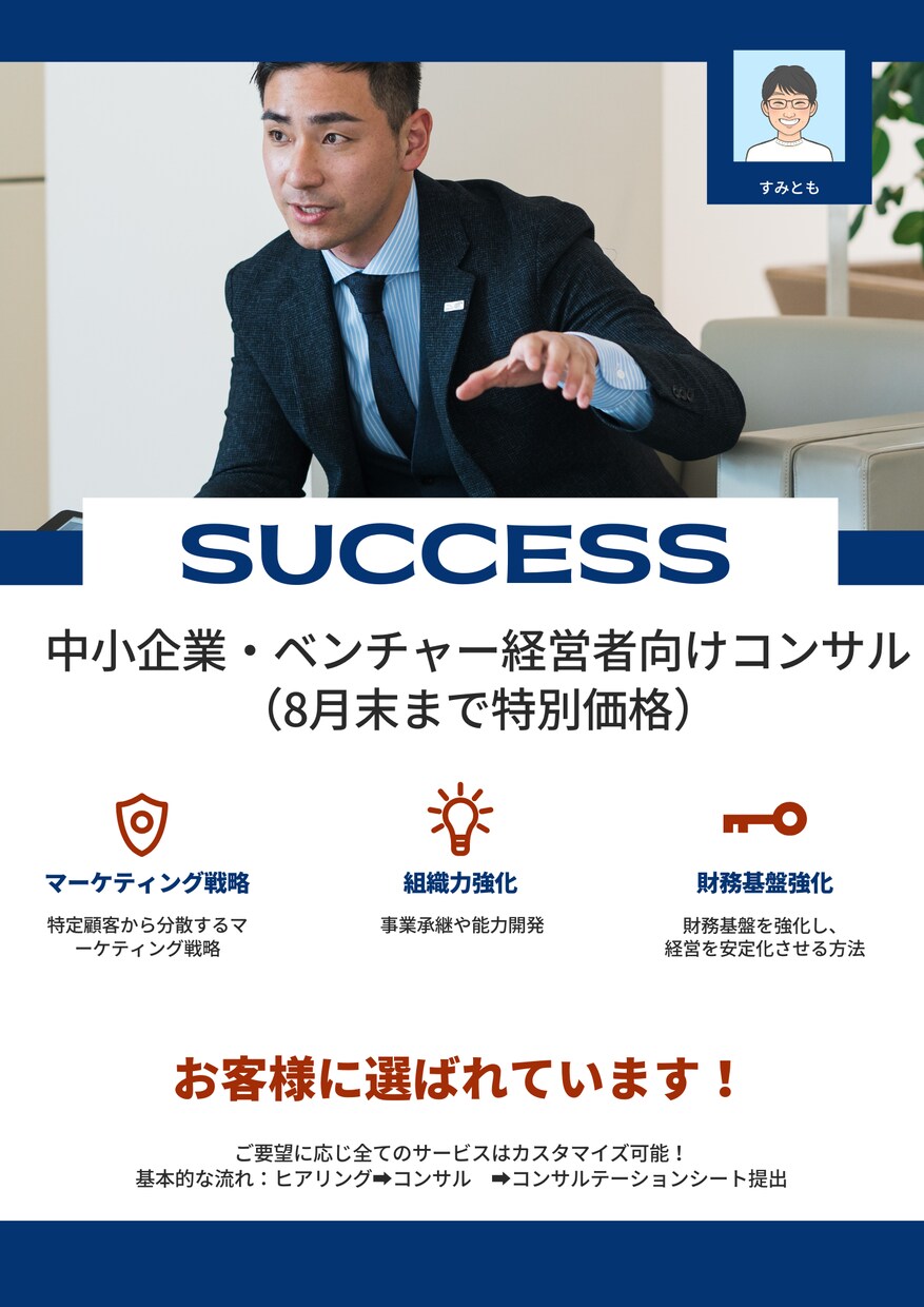 中小・ベンチャー経営者ご相談のります 一部上場企業・部門長が人事・マーケティング・財務の相談対応 イメージ1