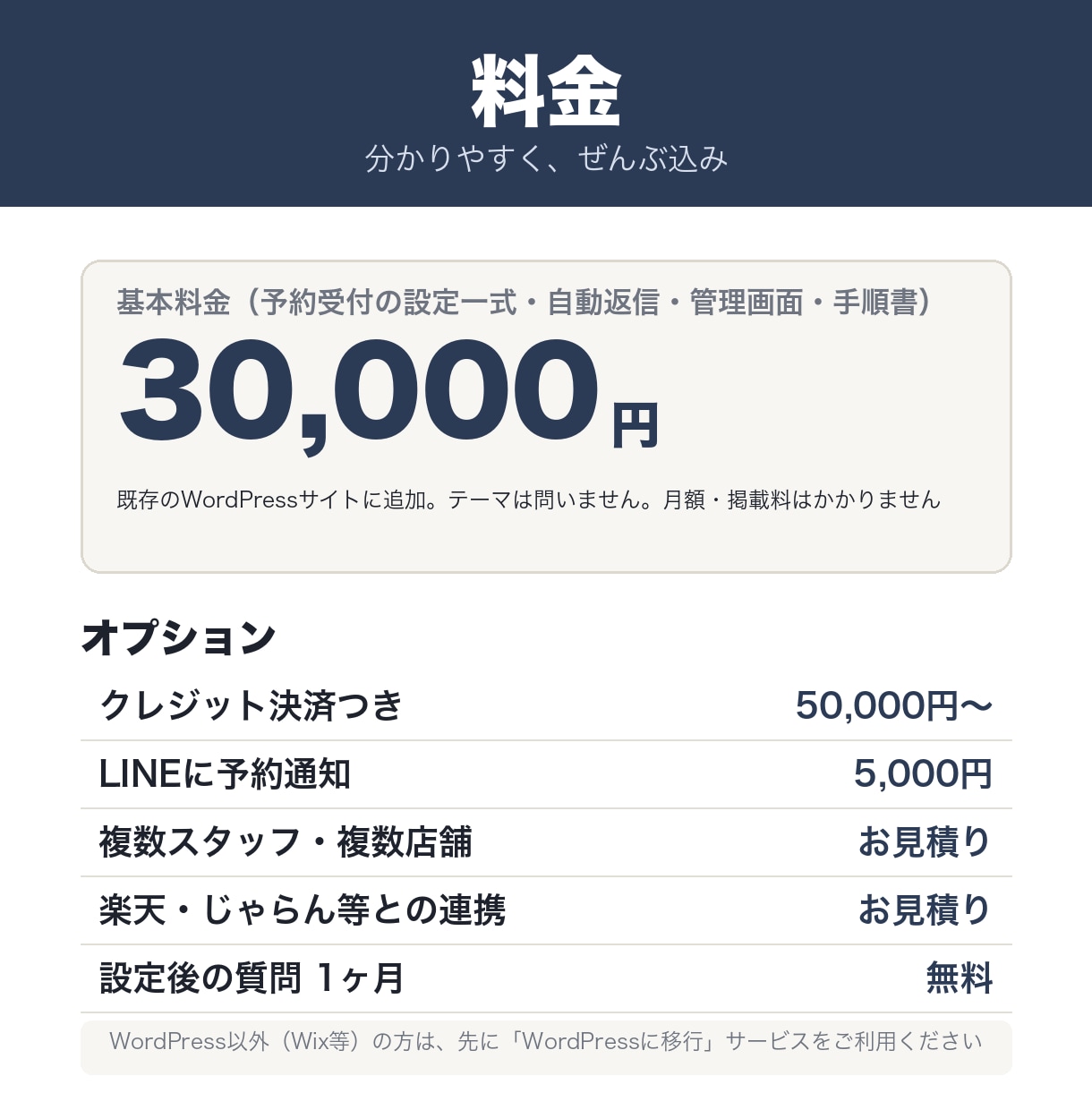 WordPressに買切の予約受付を付けます カレンダー→時間→メニュー→お名前で完了｜自動返信・管理画面 イメージ2
