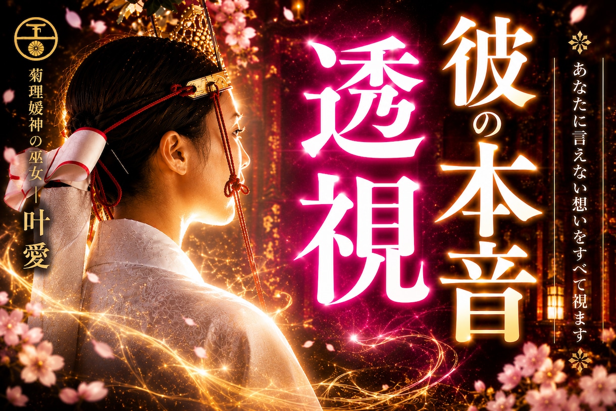 相手の気持ち・彼の本音を菊理媛神の力で視透します 音信不通・片思い・複雑恋愛、眠れない恋の行方を霊視します イメージ1