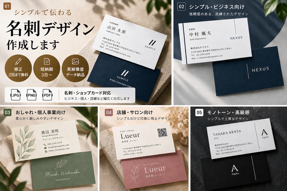 シンプルで伝わる名刺を作成します ビジネスで使いやすい名刺を丁寧にデザインします イメージ1
