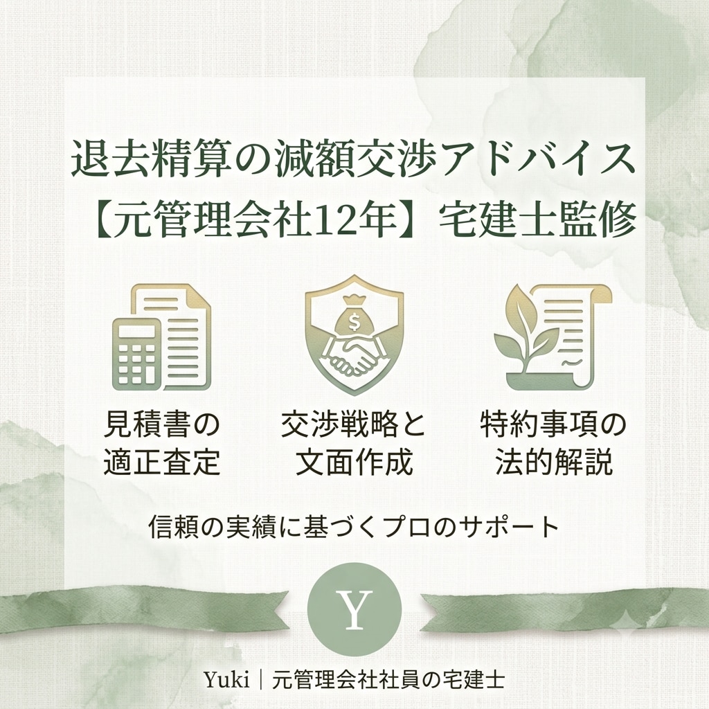 元管理会社12年宅建士が退去精算をサポートします お引越しを検討したら相談ください！交渉のコツを伝授します！ イメージ1