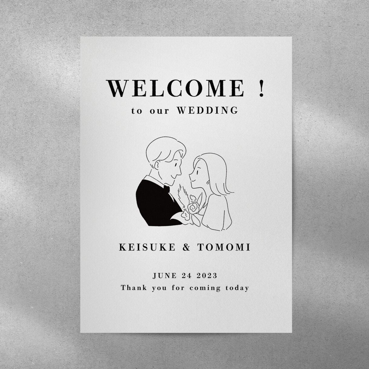シンプルなウェルカムボードをデザインします モノクロで日常使いにも◎結婚式・お祝い・プレゼント・記念 イメージ4