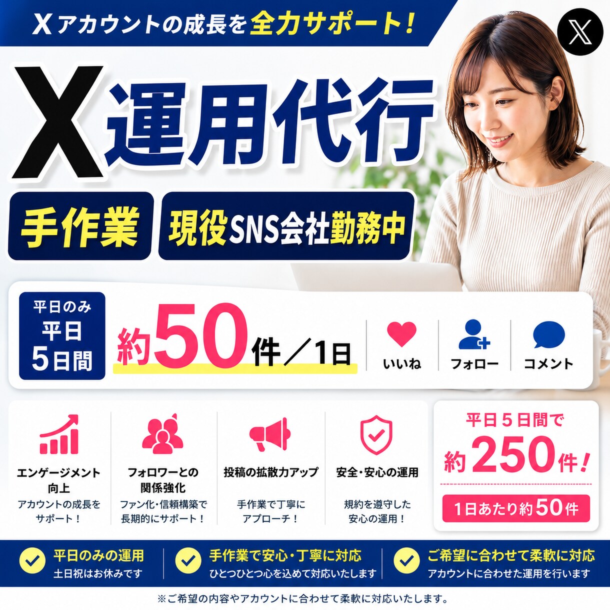 し現役SNS会社員がXの運用代行します 【ココナラ最安値】継続した「企業アカウント運用経験あり」 イメージ1