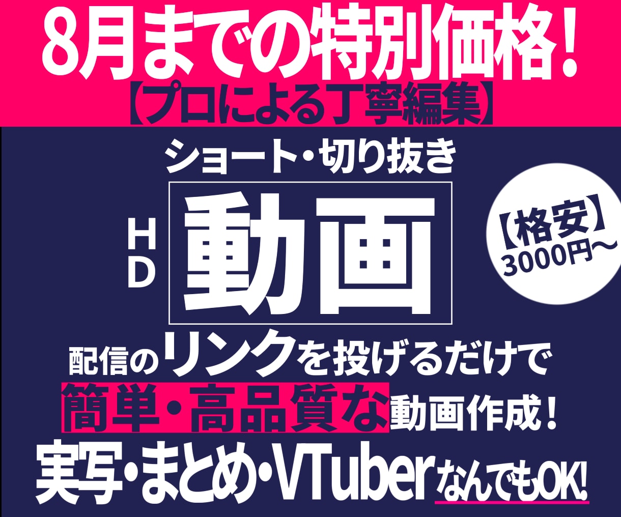 8月まで特別価格！企業編集者が刺さる動を画作ります 格安3000円から！推しへの誕プレやリーチ拡大に貢献！ イメージ1
