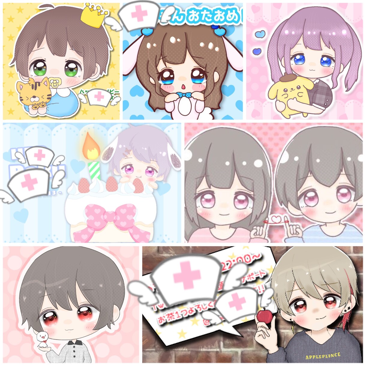 Twitter・SNSのアイコン、パネル絵かきます ♡可愛いデフォ系のイラスト専門♡ イメージ1