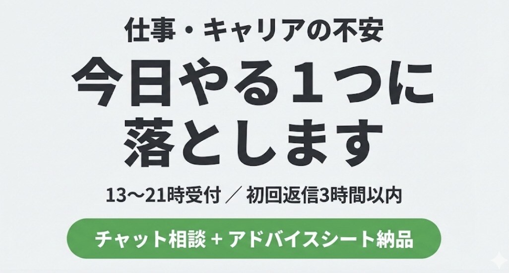 仕事キャリアの不安を整理し今日やる1つに落とします 仕事の不安を言語化して、今日やる1つへ イメージ1
