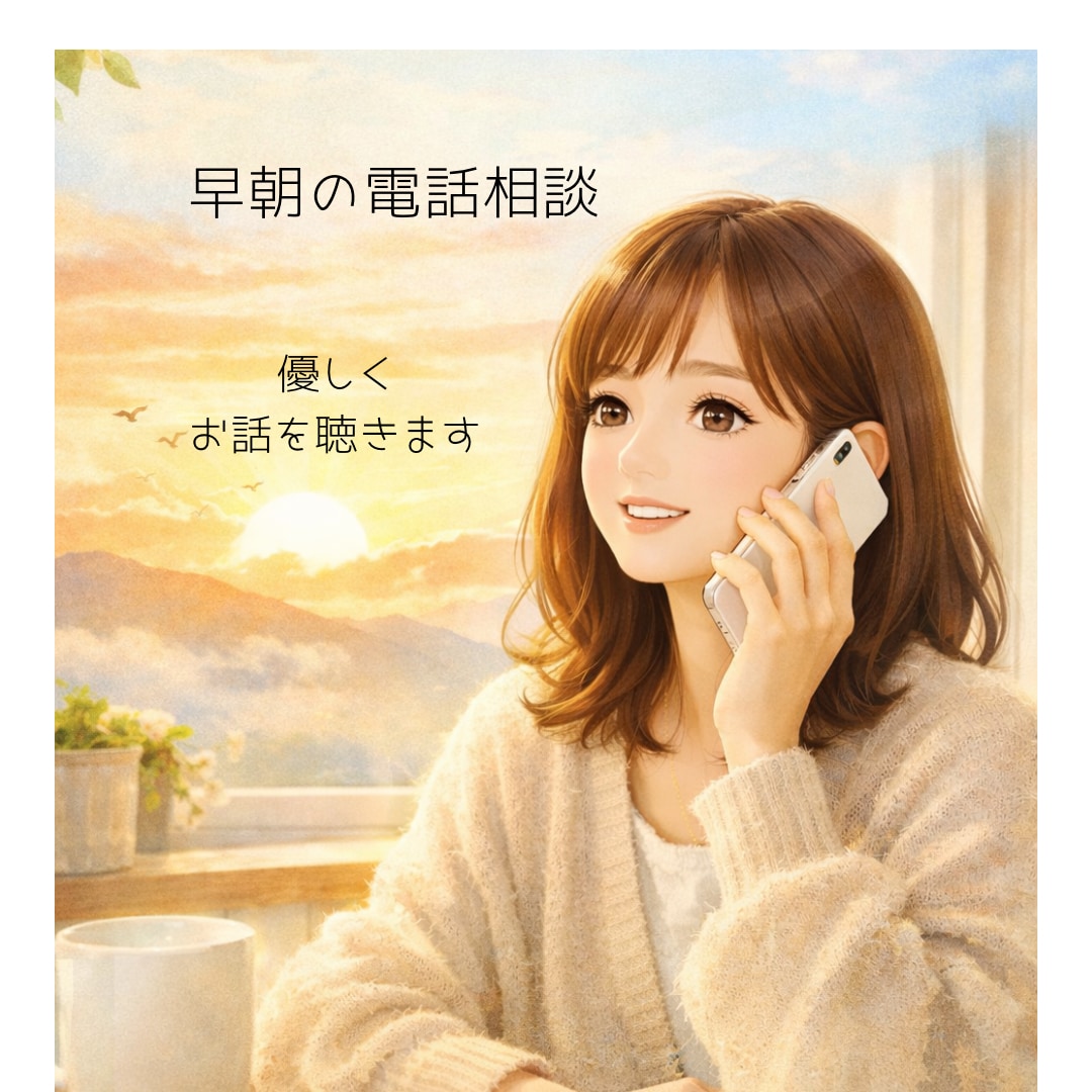 電話相談｜早朝対応、否定せずにお話を聴きます 孤独になりやすい朝に、ひとりで抱えなくていい時間を イメージ1