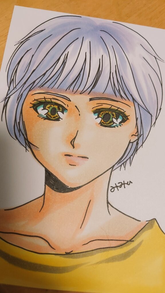 ハガキ、ミニ色紙サイズでイラスト描きます 女の子を描くのが好きです！デジタルよりアナログ派です イメージ3