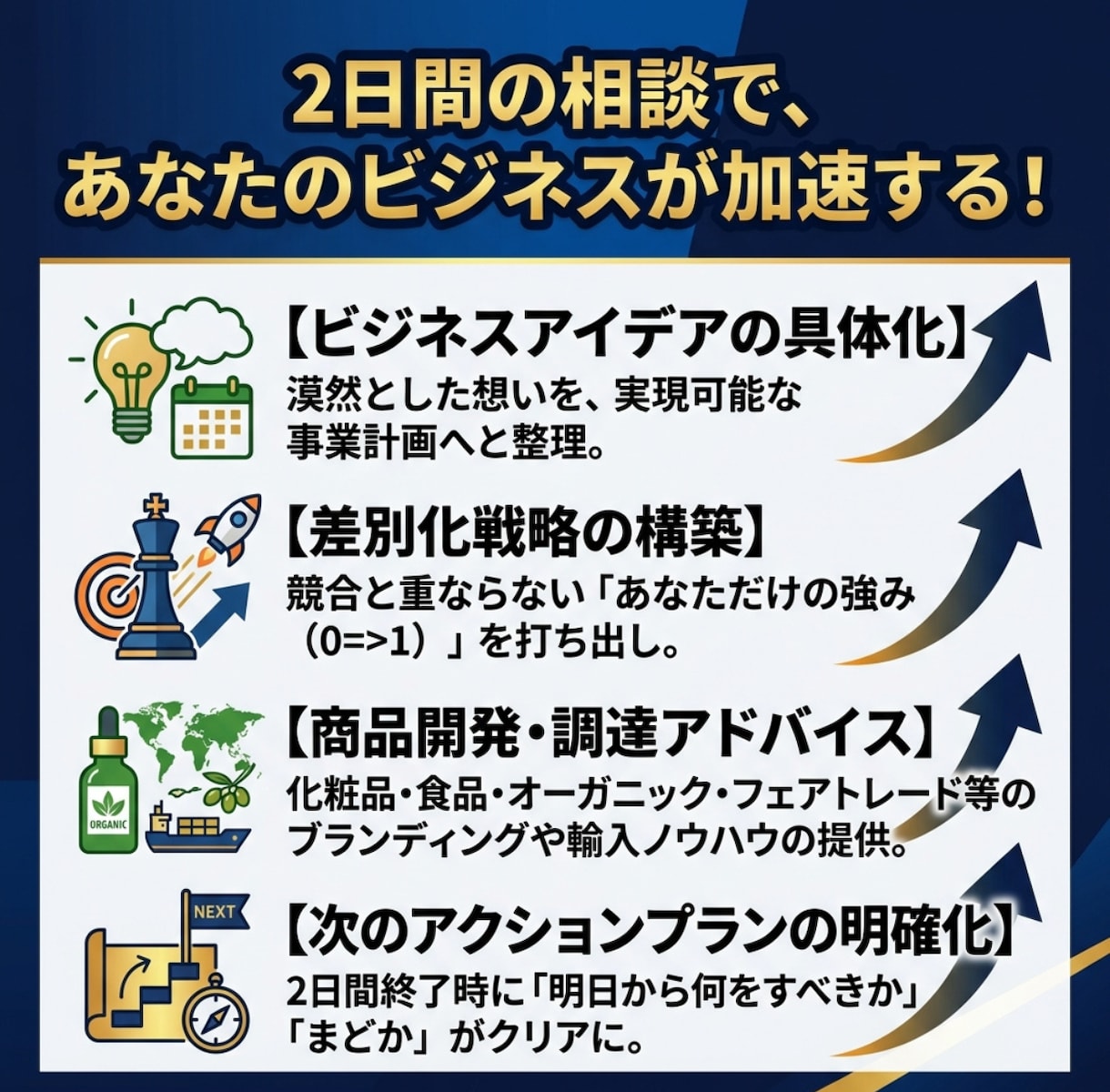 現役経営者ココナラPROが起業・副業サポートします 起業アイディアから商品企画・海外輸入まで2日間相談乗り放題 イメージ3