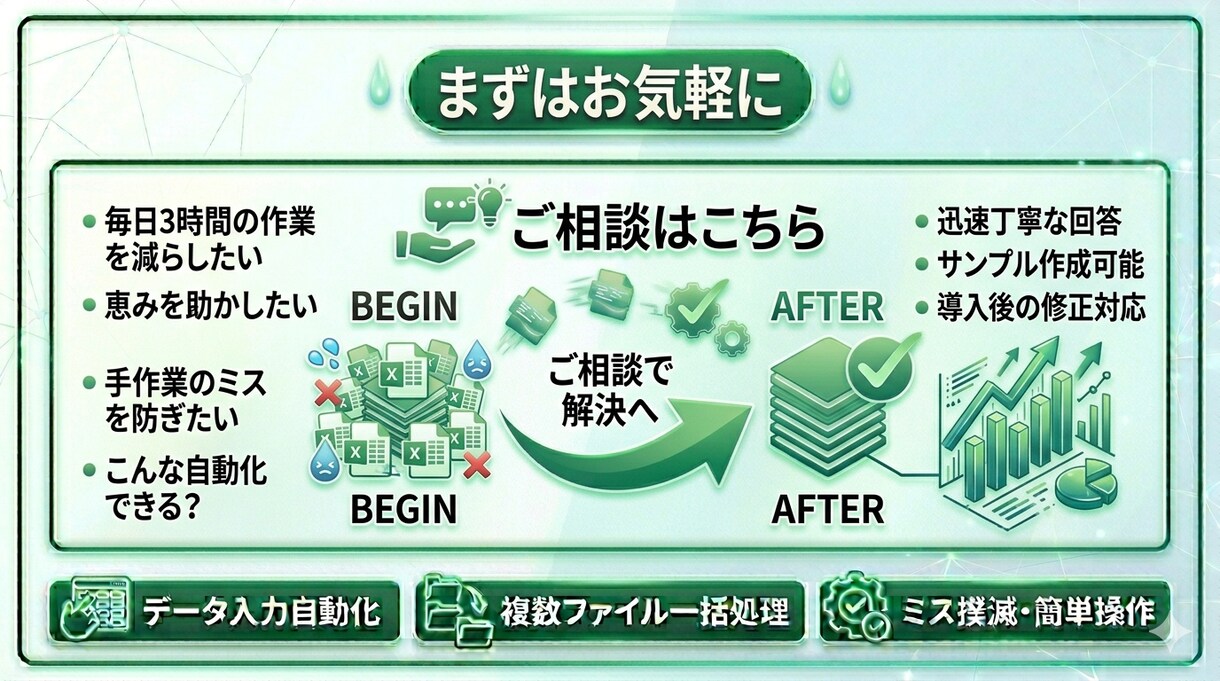 マクロで業務効率化｜ Excel作業を自動化します 「毎日のExcel作業、時間かかっていませんか？」 イメージ10