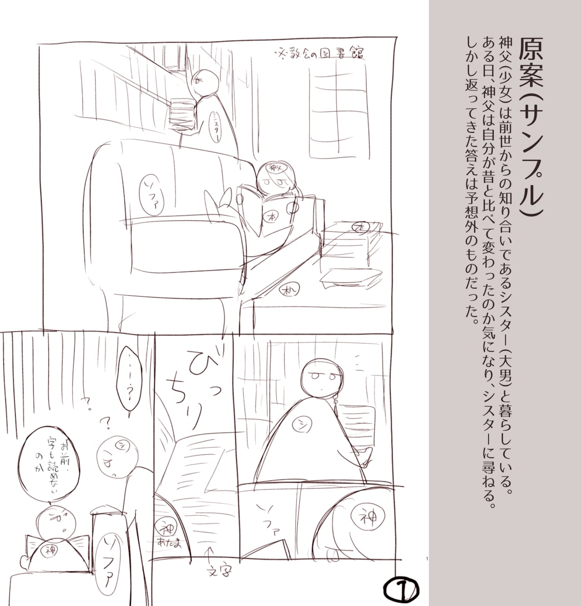 シナリオ・原案から漫画ネームを制作します 商業掲載経験を活かし、読者に伝わる漫画として構成いたします。 イメージ2