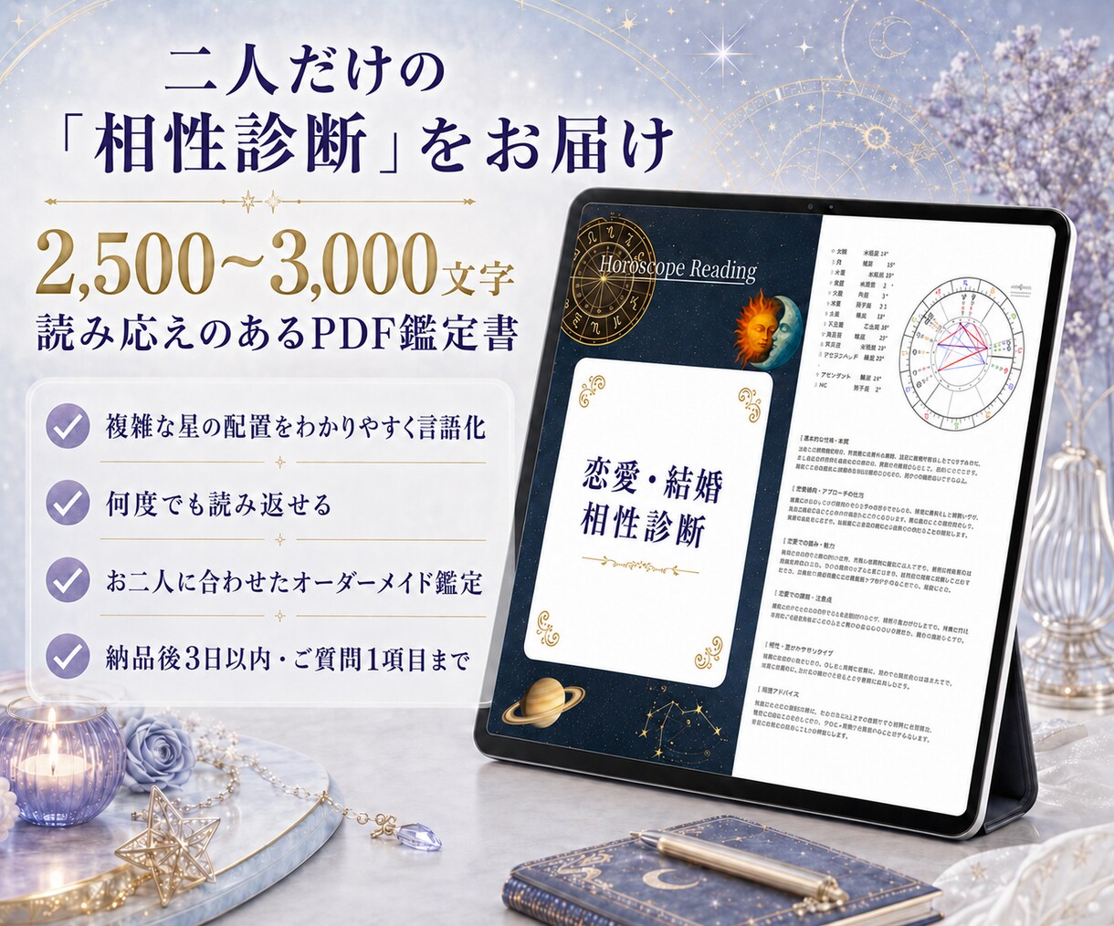 恋愛・結婚の相性をホロスコープで読み解きます 2人の惹かれ合う理由・すれ違う原因・関係改善のヒントを具体化 イメージ9