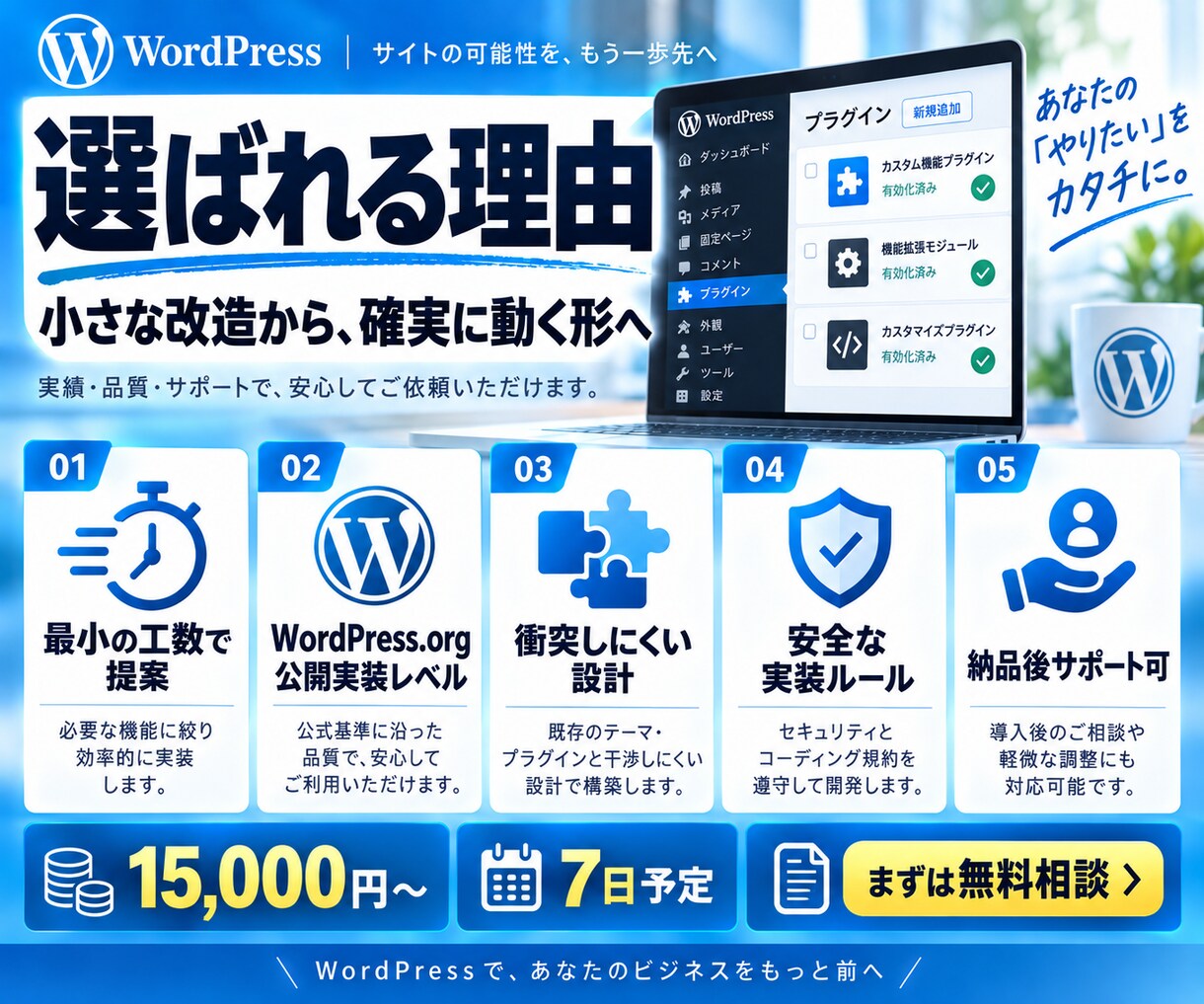 WordPressプラグインを改造・開発します 「あと1機能だけ足したい」を最小の工数で形に イメージ4