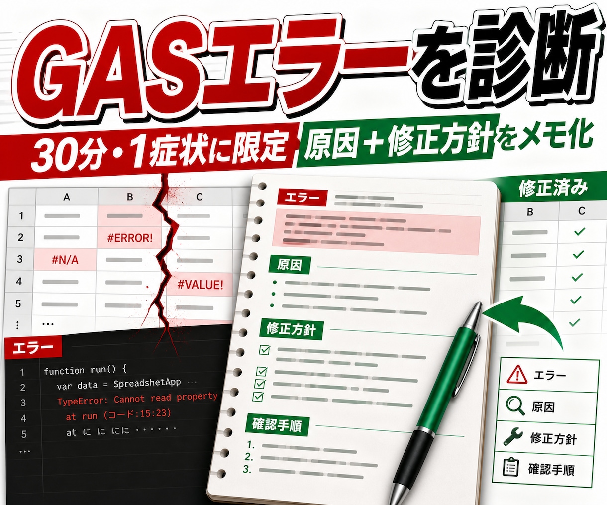 GASのエラー原因と修正方針を整理します コードとエラー文から再現条件と修正方針を30分で特定 イメージ1
