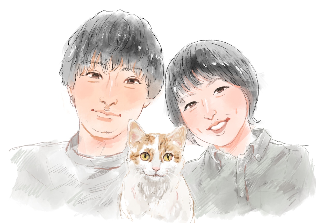 写真から優しい雰囲気の似顔絵イラスト描きます 記念日/贈り物/お祝い等大切な機会に♪ご満足いくまで調整◎ イメージ6