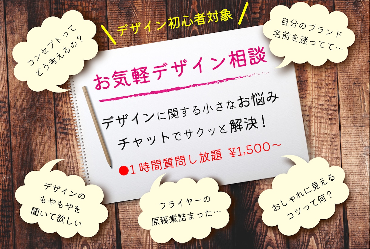 １時間質問し放題！デザインの小さなお悩み聞きます デザイン初心者さん向け　デザインに関する悩みをチャットで解決 イメージ1