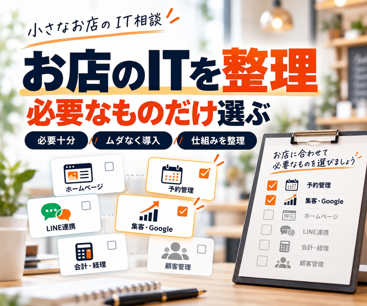 開業するお店のITとツール選びを整理します 入れるものと、まだ入れなくていいものを決めます イメージ1