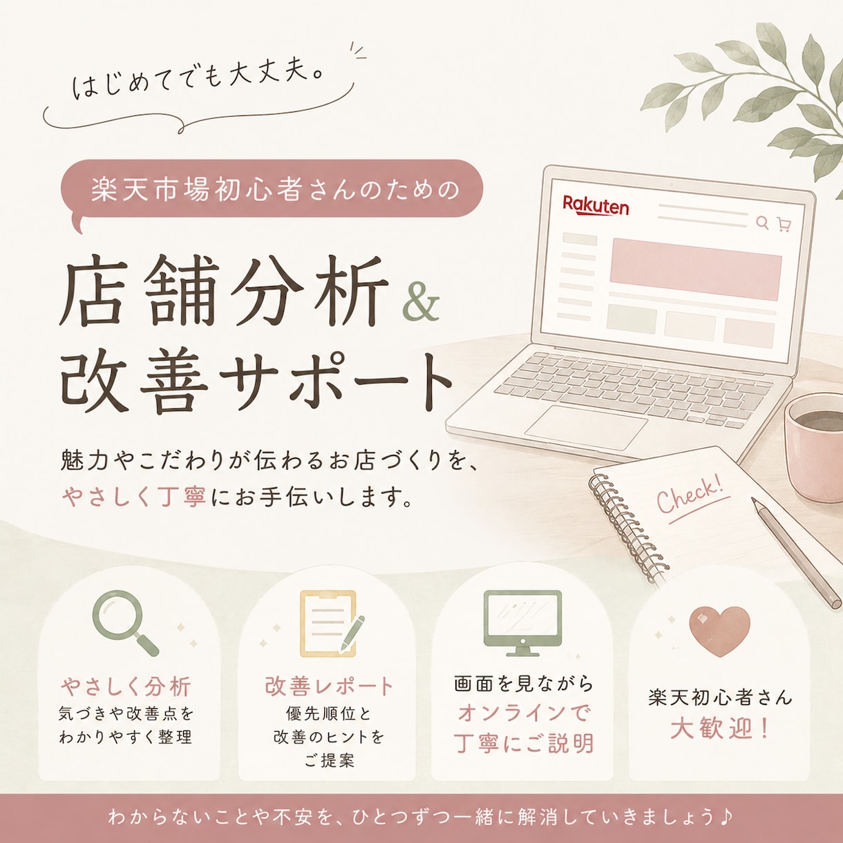 楽天市場出店初心者の店舗改善をお手伝いします 出店したけど何から始めればいいかわからない方へ イメージ1