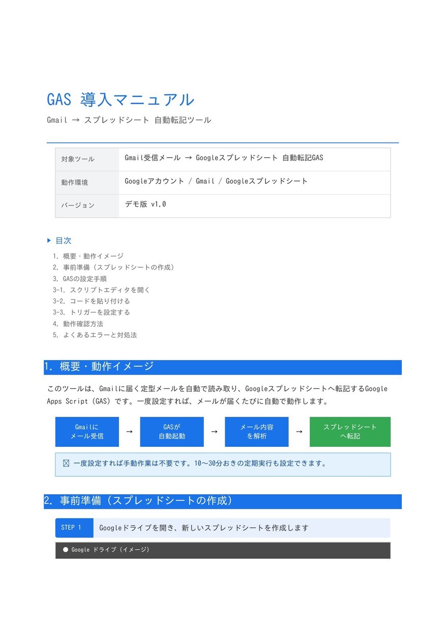 定型メールをGASでスプレッドシートへ転記します 手動コピペ不要！メール情報を自動で集計するツールの作成 イメージ1