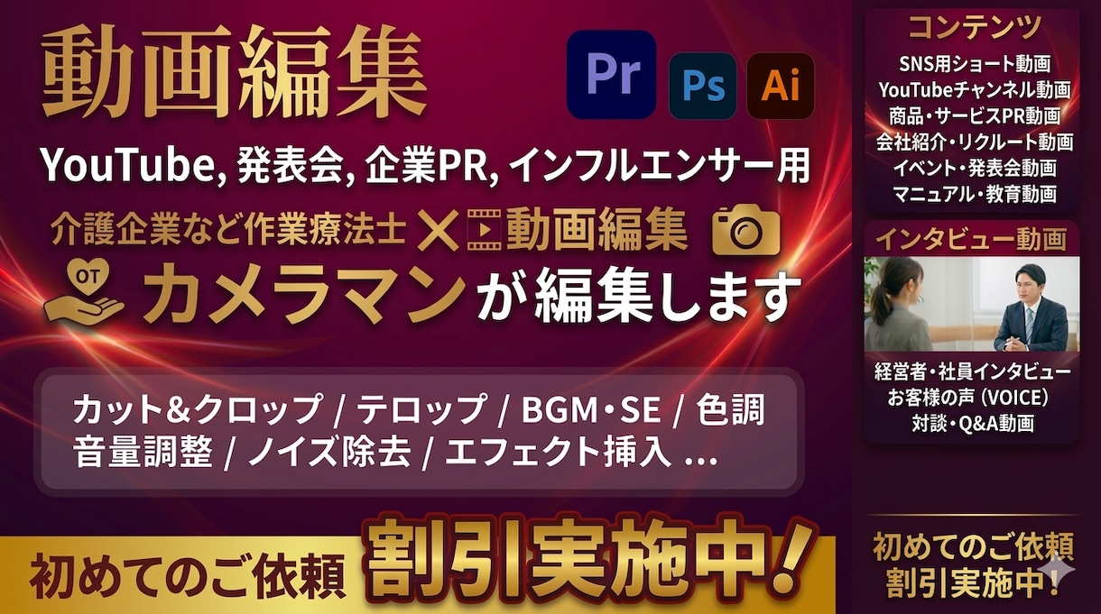 迅速・高品質★YouTube動画編集代行します 【介護×医療×クリエイティブの異色の視点で、次のレベルへ】 イメージ1