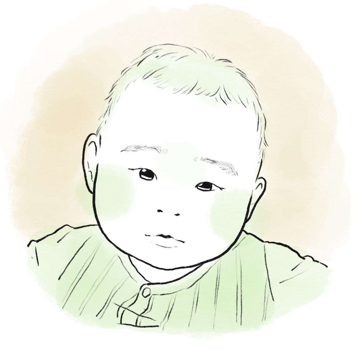 赤ちゃんの似顔絵イラストを描きます 3ヶ月〜12ヶ月の赤ちゃんのふんわり似顔絵！データ納品です！ イメージ3