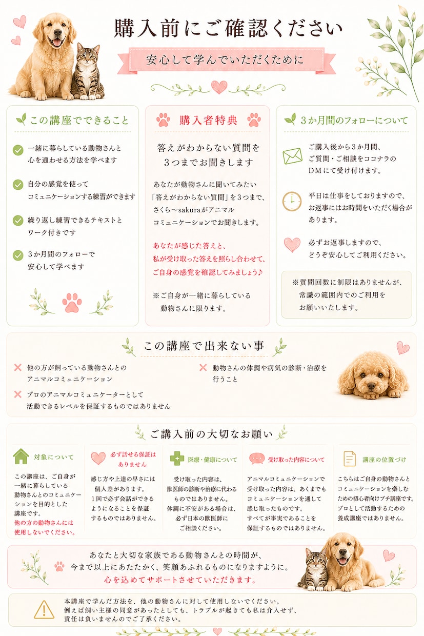 お家の動物さんとお話する方法教えます お家の動物さんと話せるアニマルコミュニケーション・プチ講座 イメージ2
