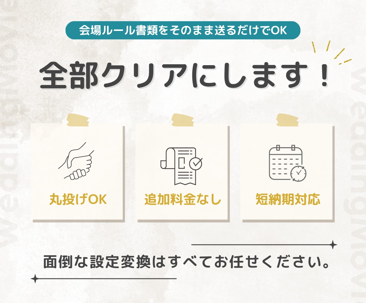 実質最安値で結婚式ムービーをデータ変換します 無料オプションたくさん！式場の指示書丸投げでOK イメージ3