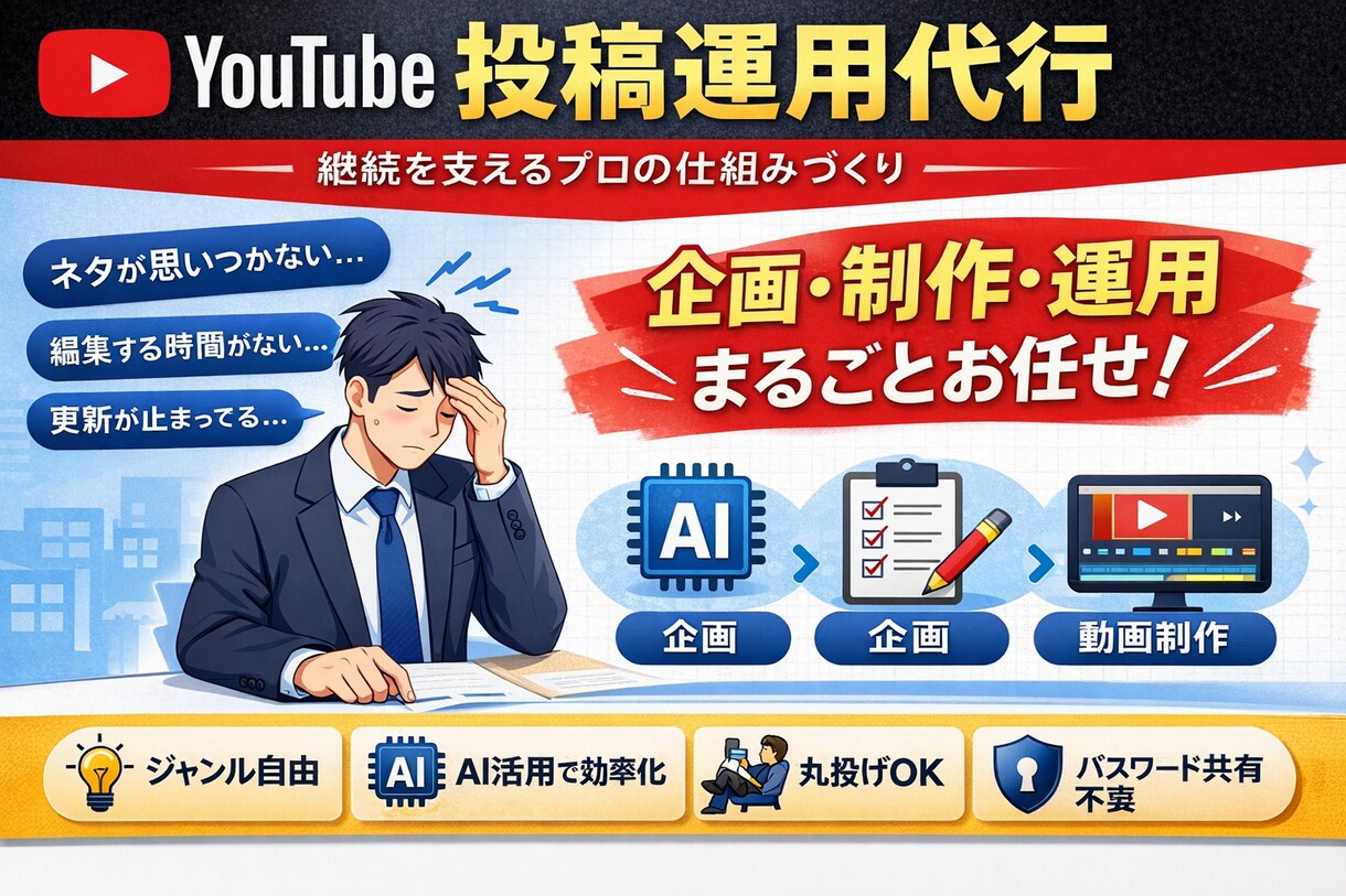 丸投げOK）YouTube定期投稿を代行します 面倒で続かない作業を全自動で！ イメージ1
