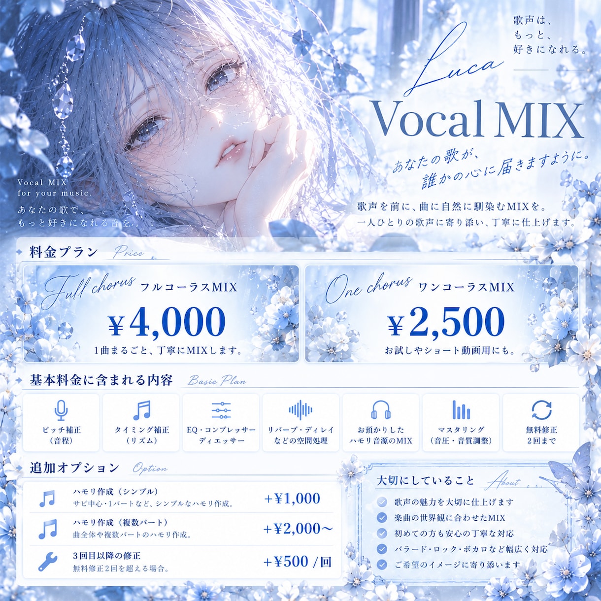 個々の歌声の魅力を大切に、歌ってみたMIXをします 初めての方も大歓迎！丁寧な補正と自然に馴染むMIXにします！ イメージ1