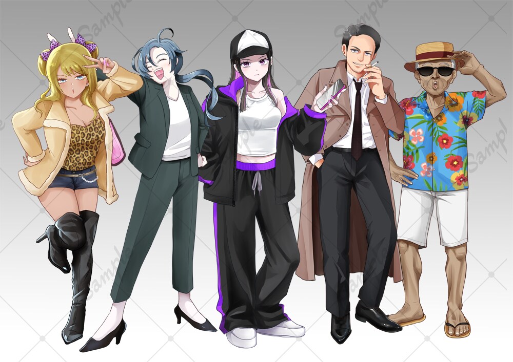 TRPGや同人ゲームの立ち絵をお描きします 全身/表情10種類+１。商用利用込。素材化前提プランです。 イメージ3